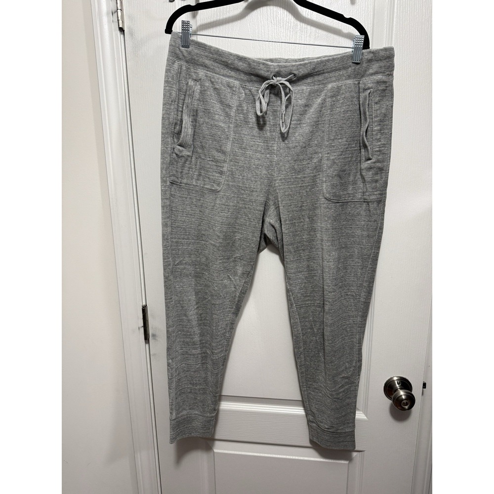 Lou & Grey Velour Joggersβ Womens Large Gray Cropped High Rise Lounge Pants